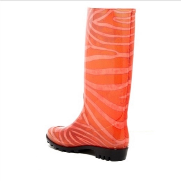 HP! NWT NICOLE MILLER Coral Sashimi Rain Boots - Picture 6 of 8